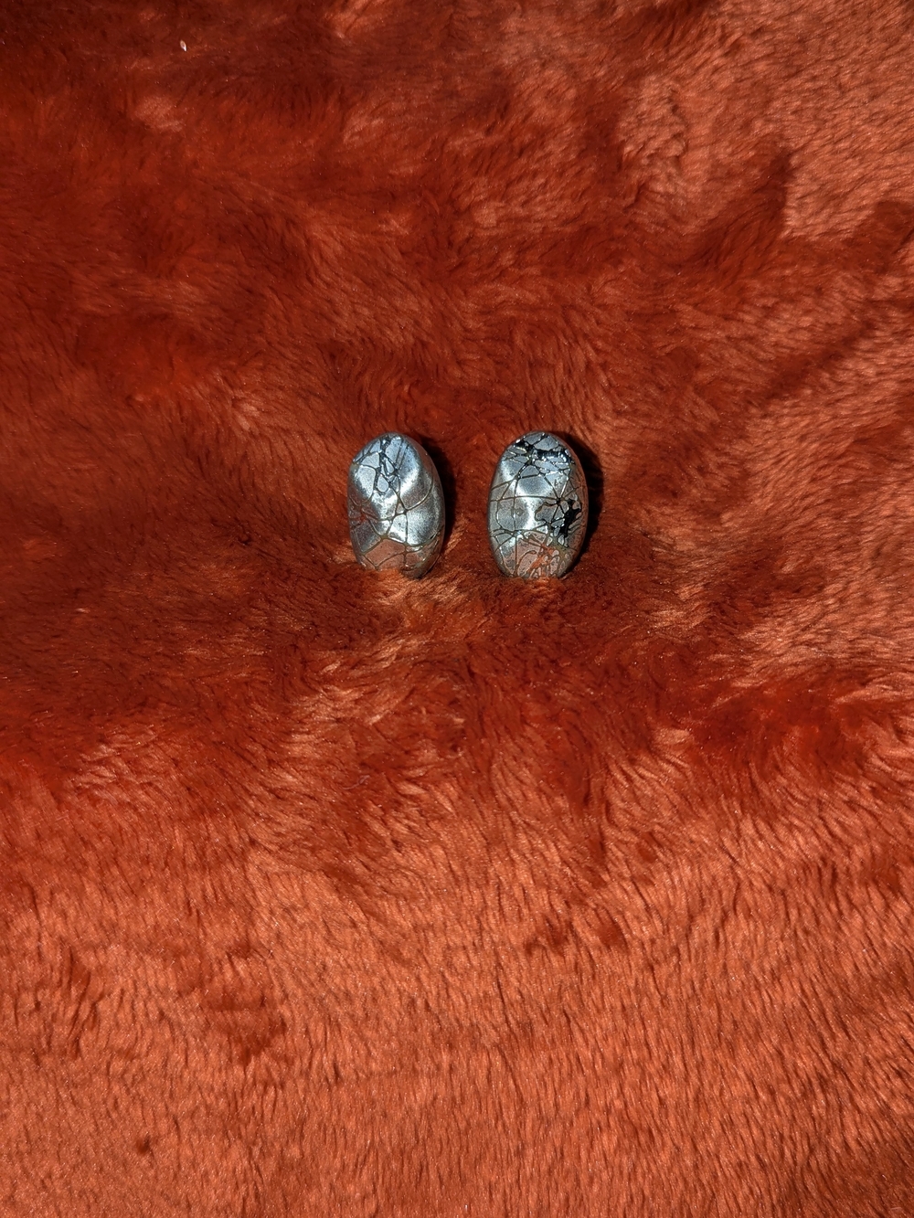 Women's Pair of Silver-Toned Marbled Stone Beads